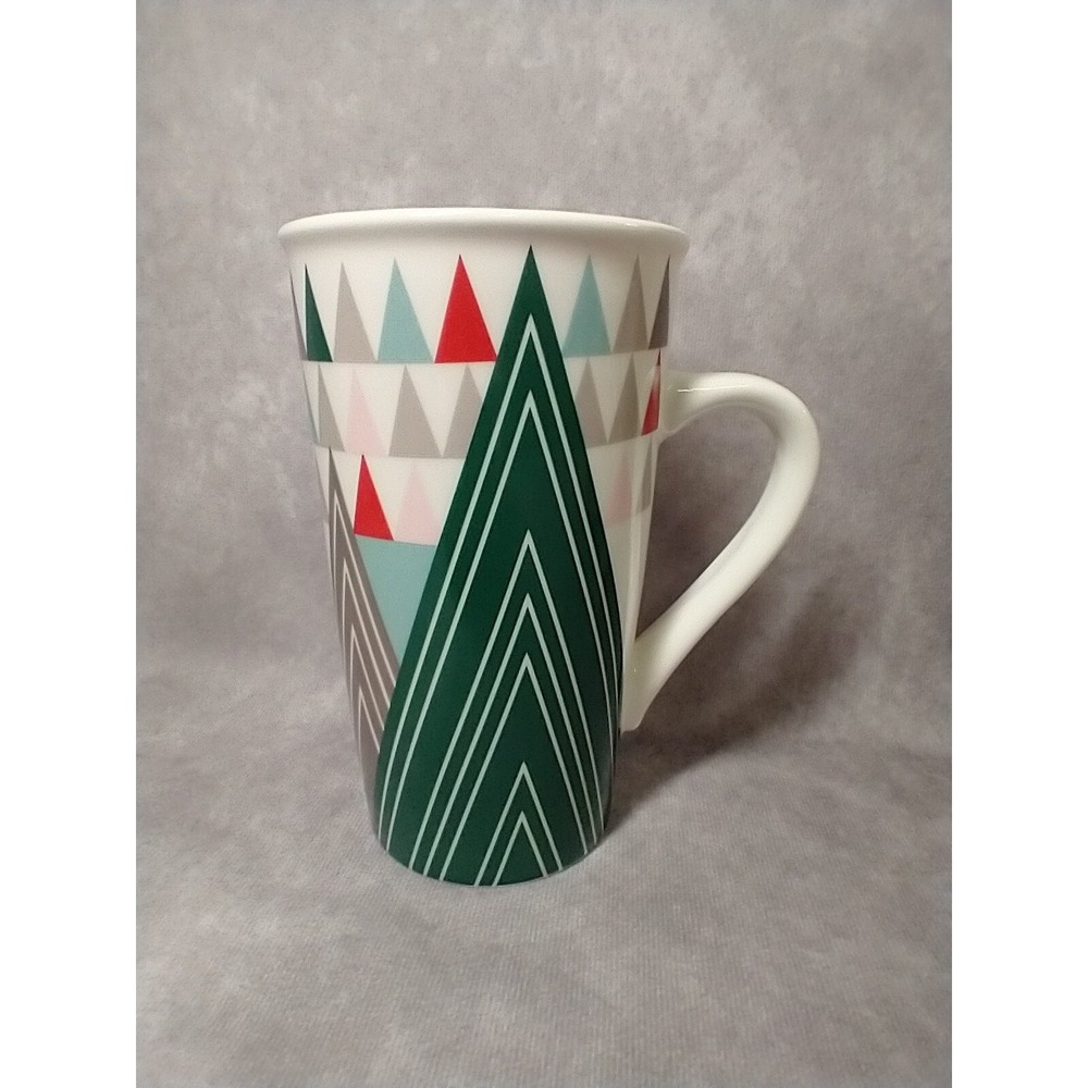 Starbucks Holiday Triangle Christmas Trees Coffee Tall Mug Cup 16oz